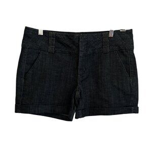 One 5 One Petite Womens Denim Cuffed Hem Shorts 8P Dark Wash 4.5” Inseam